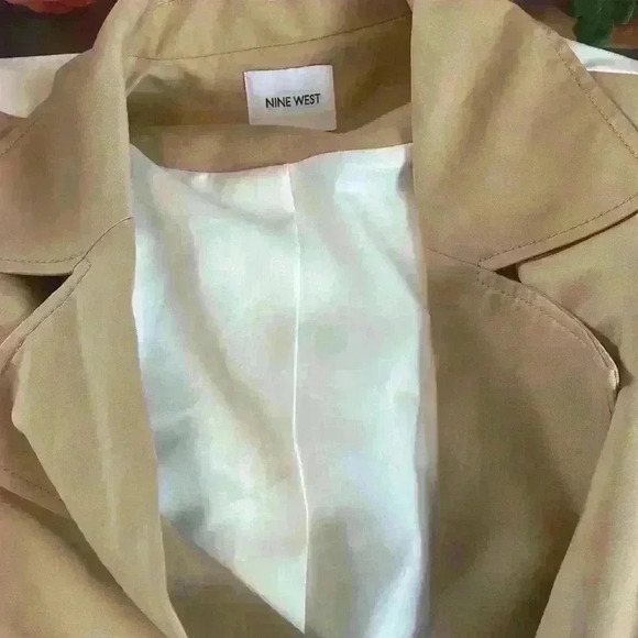 NWT Nine West ColorBlock Dual Tone Poplin Long Trench Old Money Coat Vest - Picture 12 of 12